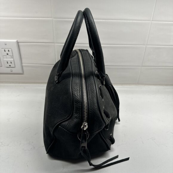 REBECCA MINKOFF Grove Suede Leather Handbag Dark Grey Tassel Top Handle Purse - Picture 12 of 16